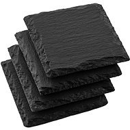Siguro Súprava bridlicových dosiek Slate 10 × 10 cm, 4 ks, čierna - Podnos