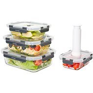 Siguro Set of vacuum glass jars, 0,37 l + 0,64 l + 1,05 l + 1,52 l + pump, 5 pcs - Food Container Set
