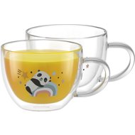 Siguro Mug made of double-walled glass Panda, 280 ml, 2 pcs - Thermo-Glass