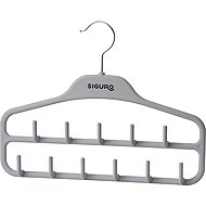 Siguro hanger with non-slip surface for accessories, 11 hooks, grey - Hanger