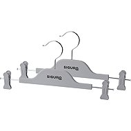Siguro Kleiderbügel-Set mit rutschfester Oberfläche, mit Clips, grau, 2 Stk. - Kleiderbügel