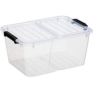 Siguro Fold Box with folding lid 15 l, 39,4 x 29,5 x 18,5 cm, transparent - Storage Box