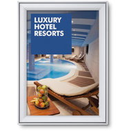 Showdown Displays Flap COMPASSO A2, sharp corner, profile 37 mm, waterproof foil - Clip Frame