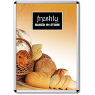 Showdown Displays Flap 700 × 1000 mm, rounded corner, 32 mm profile - Clip Frame