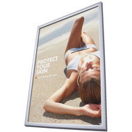 Showdown Displays A2 window flap, sharp corner, 25 mm profile, aluminium cover strips - Clip Frame