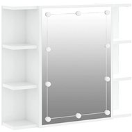 Shumee Mirror cabinet with LED - white with high gloss, 70 × 16.5 × 60 cm - Bathroom Cabinet