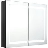 Shumee LED Koupelnová zrcadlová skříňka - lesklá černá, 80 × 12 × 68 cm - Koupelnová skříňka