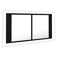 Shumee LED Kúpeľňová skrinka so zrkadlom – čierna, 90 × 12 × 45 cm - Kúpeľňová skrinka