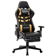 SHUMEE Gaming chair with footrest black and gold faux leather, 20512 - Gaming Chair