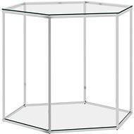 SHUMEE Konferenčný stolík strieborný 60 × 53 × 50 cm nehrdzavejúca oceľ a sklo, 289039 - Konferenčný stolík