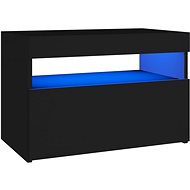 SHUMEE Bedside table with LED lighting black 60 × 35 × 40 cm chipboard, 3082776 - Night Stand