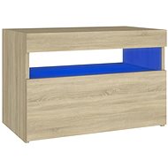 SHUMEE Bedside table with LED lighting oak sonoma 60 × 35 × 40 cm, 3082780 - Night Stand
