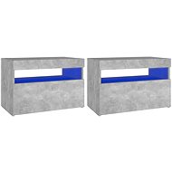 SHUMEE Noční stolek s LED osvětlením 2 ks betonově šedý 60 × 35 × 40 cm, 3082783 - Noční stolek