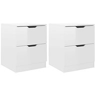 SHUMEE Bedside tables 2 pcs white high gloss 40 × 40 × 50 cm chipboard, 326736 - Night Stand