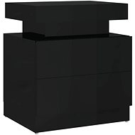 SHUMEE High gloss black bedside table 45 × 35 × 52 cm chipboard, 326856 - Night Stand