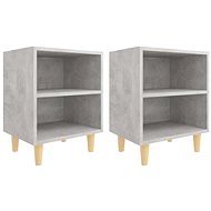 SHUMEE Noční stolky s nohami z masivu 2 ks betonově šedé 40 × 30 × 50 cm, 805788 - Noční stolek