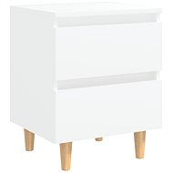 SHUMEE Bedside table with solid pine legs white 40 × 35 × 50 cm, 805851 - Night Stand