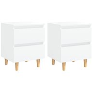 SHUMEE Bedside tables with pine legs 2 pcs white 40 × 35 × 50 cm, 805852 - Night Stand