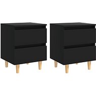 SHUMEE Bedside tables with pine legs 2 pcs black 40 × 35 × 50 cm, 805854 - Night Stand