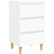 SHUMEE Bedside table with solid wooden legs white 40 × 35 × 69 cm, 805887 - Night Stand