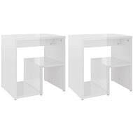 SHUMEE Bedside tables 2 pcs white high gloss 40 × 30 × 40 cm chipboard, 806341 - Night Stand