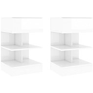 SHUMEE Bedside tables 2 pcs white with high gloss 40 × 35 × 65 cm , 808661 - Night Stand