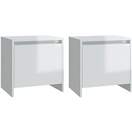 SHUMEE Bedside tables 2 pcs white high gloss 45 × 34 × 44,5 cm chipboard, 809876 - Night Stand