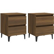 SHUMEE Noční stolky s kovovými nohami 2 ks hnědý dub 40 × 35 × 50 cm , 813133 - Night Stand