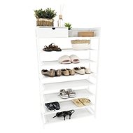 Tempo Kondela Botník, 7řadový, bambus/bílá, Katley - Shoe Rack