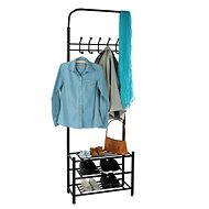 Tempo Kondela Věšák s botníkem, černý kov, Barnum - Shoe Rack