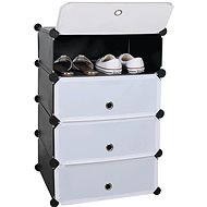 Tempo Kondela Modulární organizér na boty, černá/bílá, Poret - Shoe Rack
