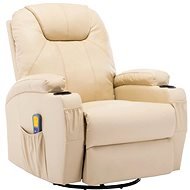 Houpací masážní křeslo krémové umělá kůže 246637 - Massage Chair