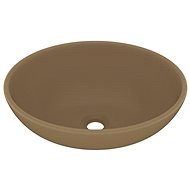 SHUMEE Luxusní oválné keramické umyvadlo 40 × 33 cm matné krémové - Umyvadlo