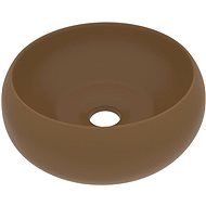SHUMEE Luxusní kulaté keramické umyvadlo 40 × 15 cm matné krémové - Umyvadlo