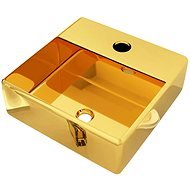 SHUMEE Keramické umyvadlo s otvorem pro baterii 38 × 30 × 11,5 cm zlaté - Umyvadlo