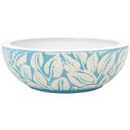 SHUMEE Umývadlo okrúhle keramické na dosku 41 × 14 cm biele a modré - Umývadlo