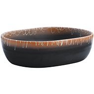 SHUMEE Umývadlo oválne keramické na dosku 47 × 33 × 13 cm čierne a oranžové - Umývadlo