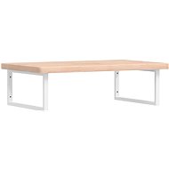 Shumee Wall-mounted washbasin plate white steel and solid oak, 3302472 - Bathroom Sink Countertop