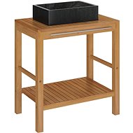 Shumee Bathroom cabinet solid teak with sink marble black, 3058159 - Bathroom Cabinet