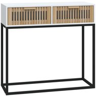Shumee Console table 80 × 30 × 75 cm, composite wood and iron, white - Console Table