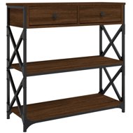 Shumee Console table 75 × 28 × 75 cm, composite wood, brown oak - Console Table