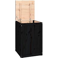 Shumee Laundry Box, 44 × 44 × 66 cm, solid pine wood, black - Storage Box
