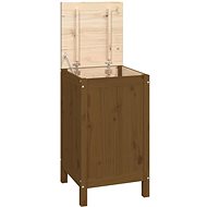 Shumee Laundry Box, 44 × 44 × 76 cm, solid pine wood, honey brown - Laundry Basket