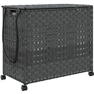 Shumee Laundry basket with wheels, 66 × 35 × 60 cm, rattan, grey - Laundry Basket