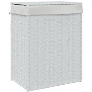 Shumee Laundry basket with lid, 46 × 33 × 60 cm, polyrattan, white - Laundry Basket