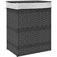 Shumee Laundry basket with lid, 46 × 33 × 60 cm, polyrattan, grey - Laundry Basket