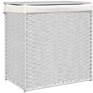 Shumee 2-section laundry basket, 53 × 35 × 57 cm, polyrattan, white - Laundry Basket