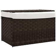 Shumee Laundry basket with lid, 55,5 × 35 × 34 cm, polyrattan, dark brown - Laundry Basket