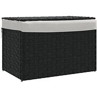 Shumee Laundry basket with lid, 55,5 × 35 × 34 cm, polyrattan, black - Laundry Basket