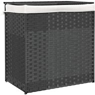 Shumee Laundry basket with 2 sections, 53 × 35 × 57 cm, polyrattan, grey - Laundry Basket